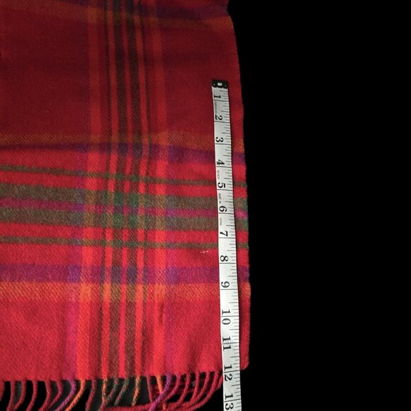 Aran Sweater Market Ireland Lambswool Red Pink Plaid Scarf Long JHC1903 - Picture 11 of 12